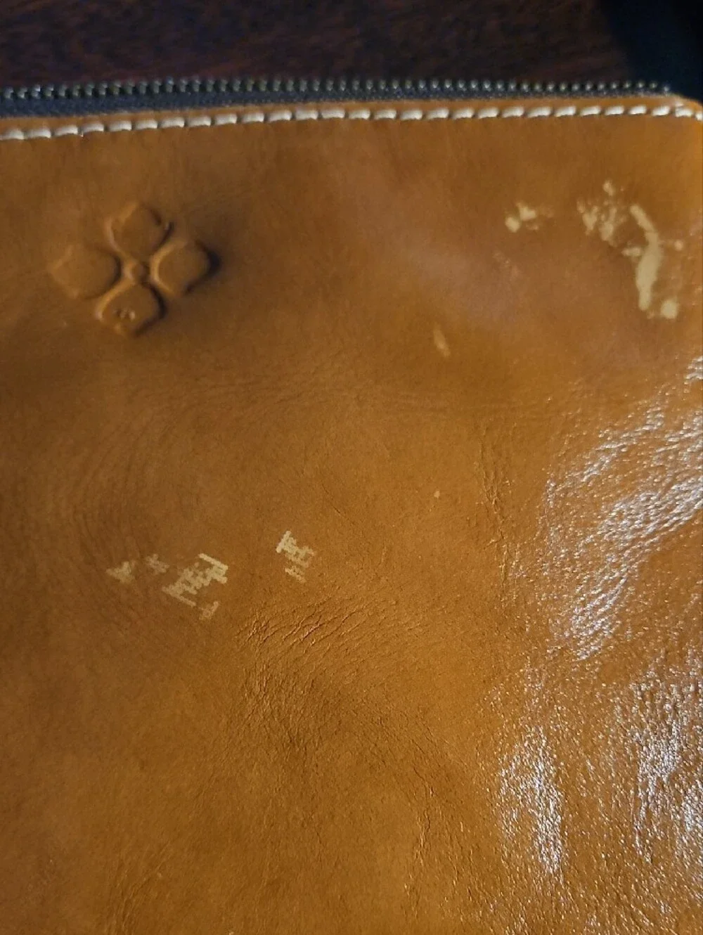 Leather Zip Pouch in Tan